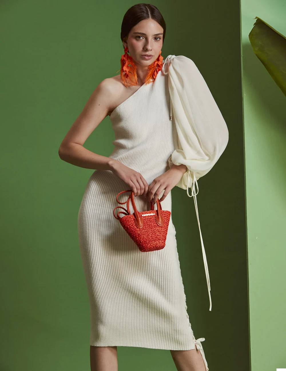 KNITTED DRESS WITH CHIFFON SLEEVE - Imagen 4