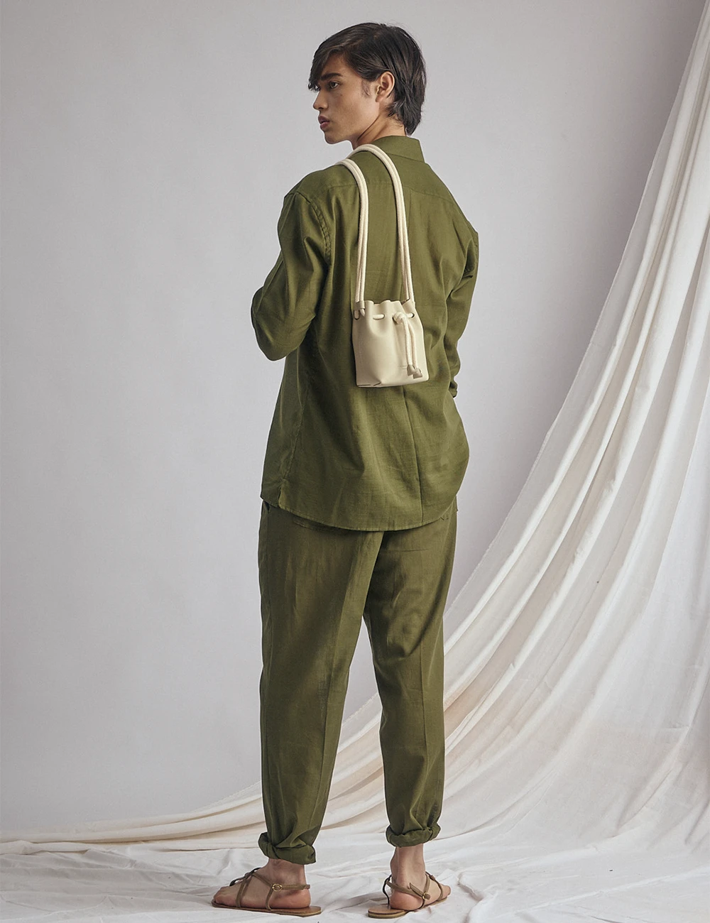 MOSS GREEN TROUSERS AND SHIRT - Image 2