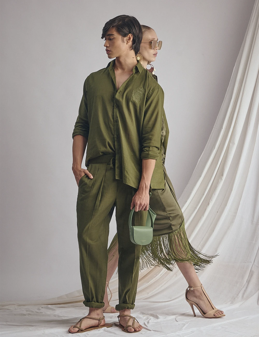 MOSS GREEN TROUSERS AND SHIRT - Image 3